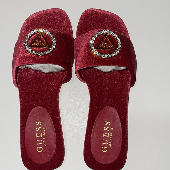 Guess Velvet Slides With Bejewelled Hardware - Picture 4 of 5